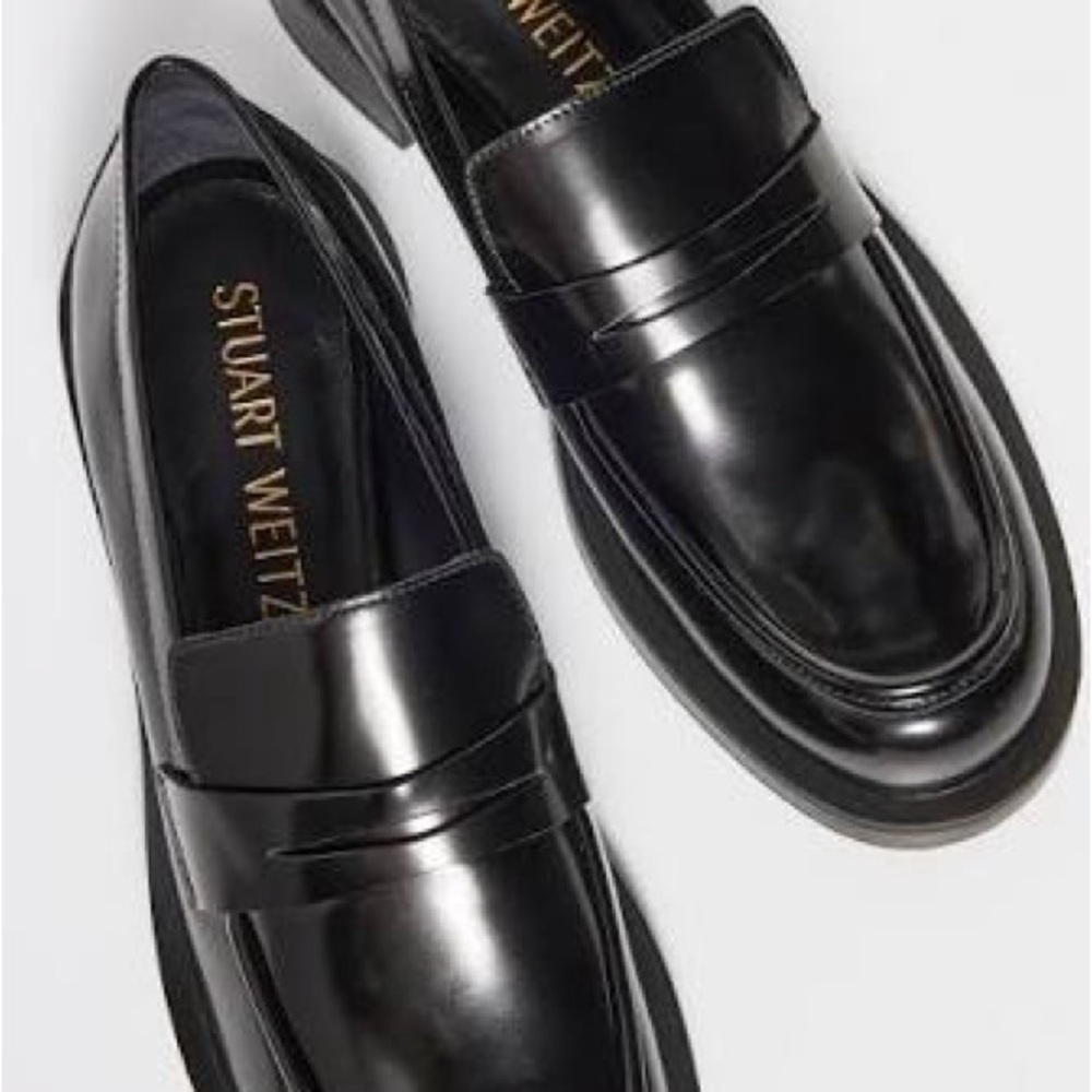 Women’s Stuart Weitzman Palmer Loafers Black Leather Size 10 Brand New in Box
